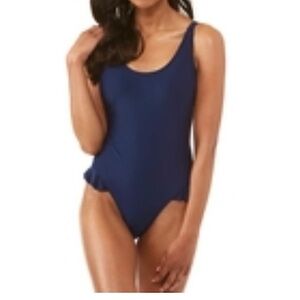 Damsel Sunsets One Piece Women’s Ruffle Navy Blue Swimsuit